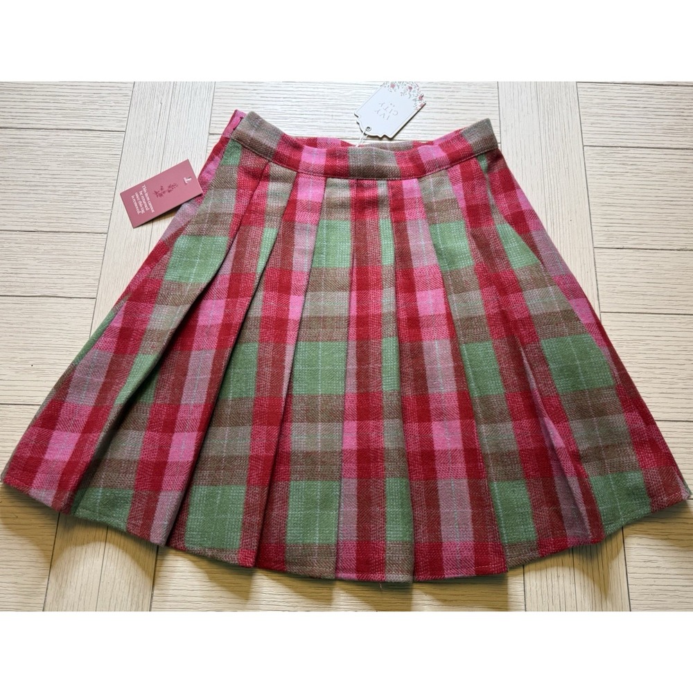 Marren Skirt Rosewood Tartan Plaid By Ivy City NWT Wool Lined‎ Mini Red Pink XS - Picture 8 of 11